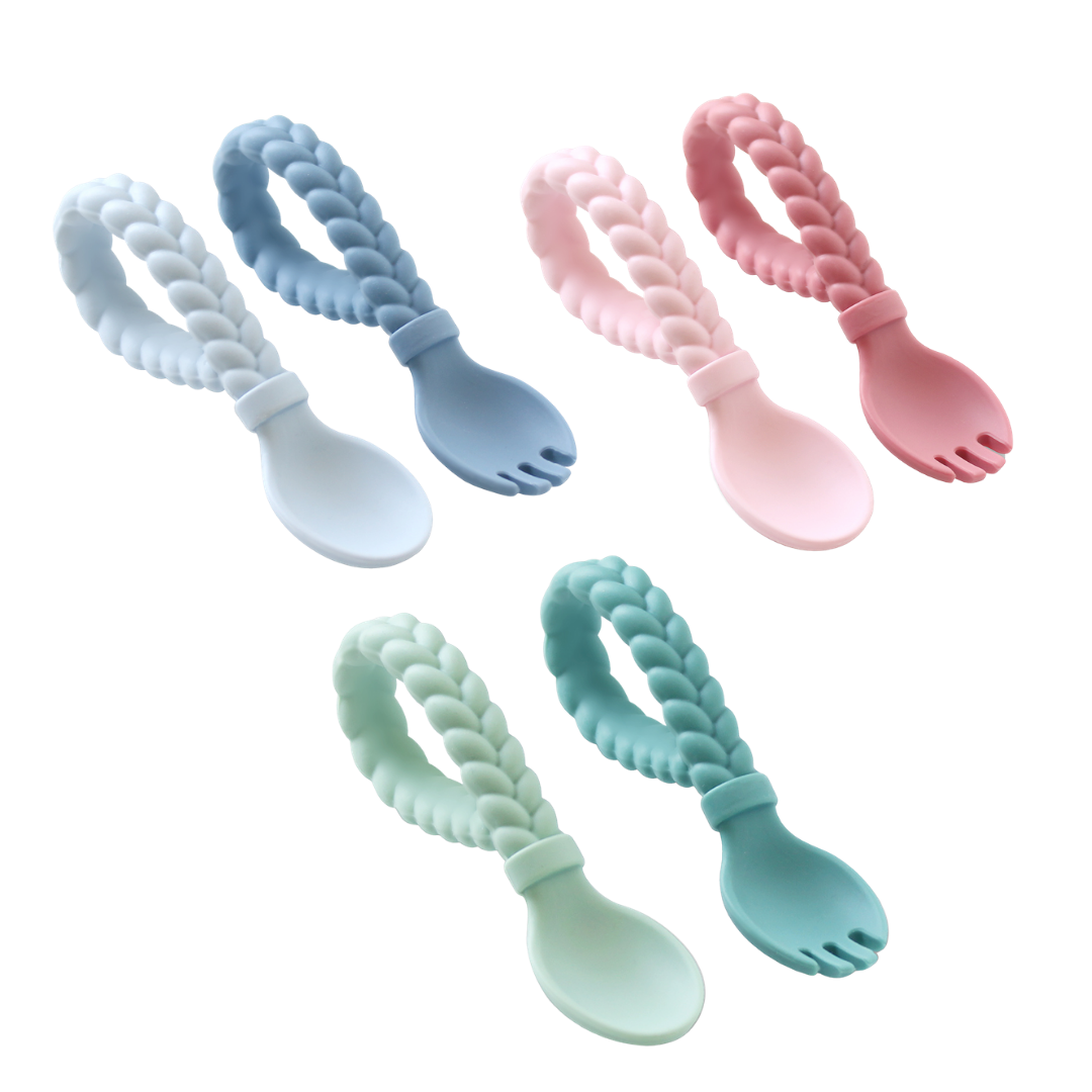 Baby Utensils: Sweetie Spoons™ Silicone Fork & Spoon Set