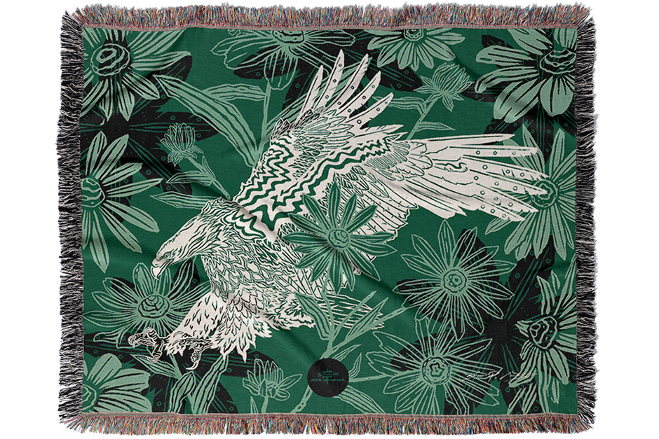 American Bald Eagle Woven Throw Blanket by Artist & Designer Sean Martorana