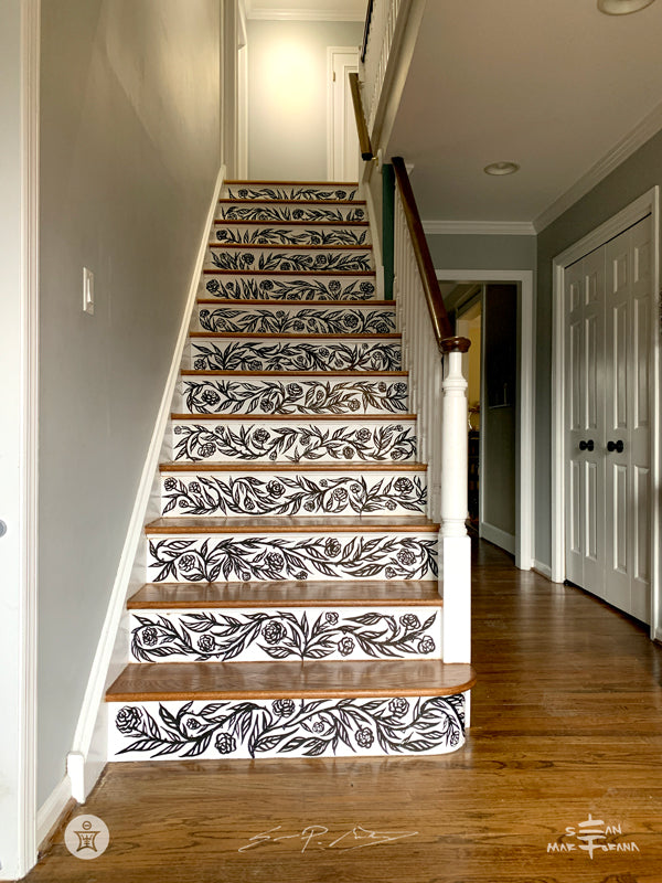 Hand-painted Mural in residence on stair risers by Sean Martorana 