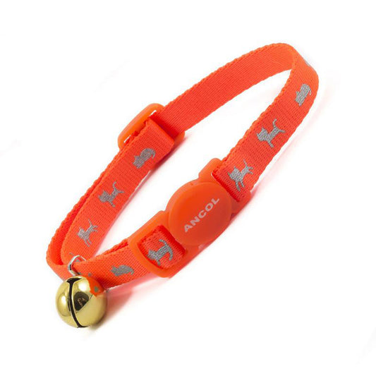 Ancol Kitten Collar Luxury Safety Bell Hi Vis Green Pink Orange Purple  Black