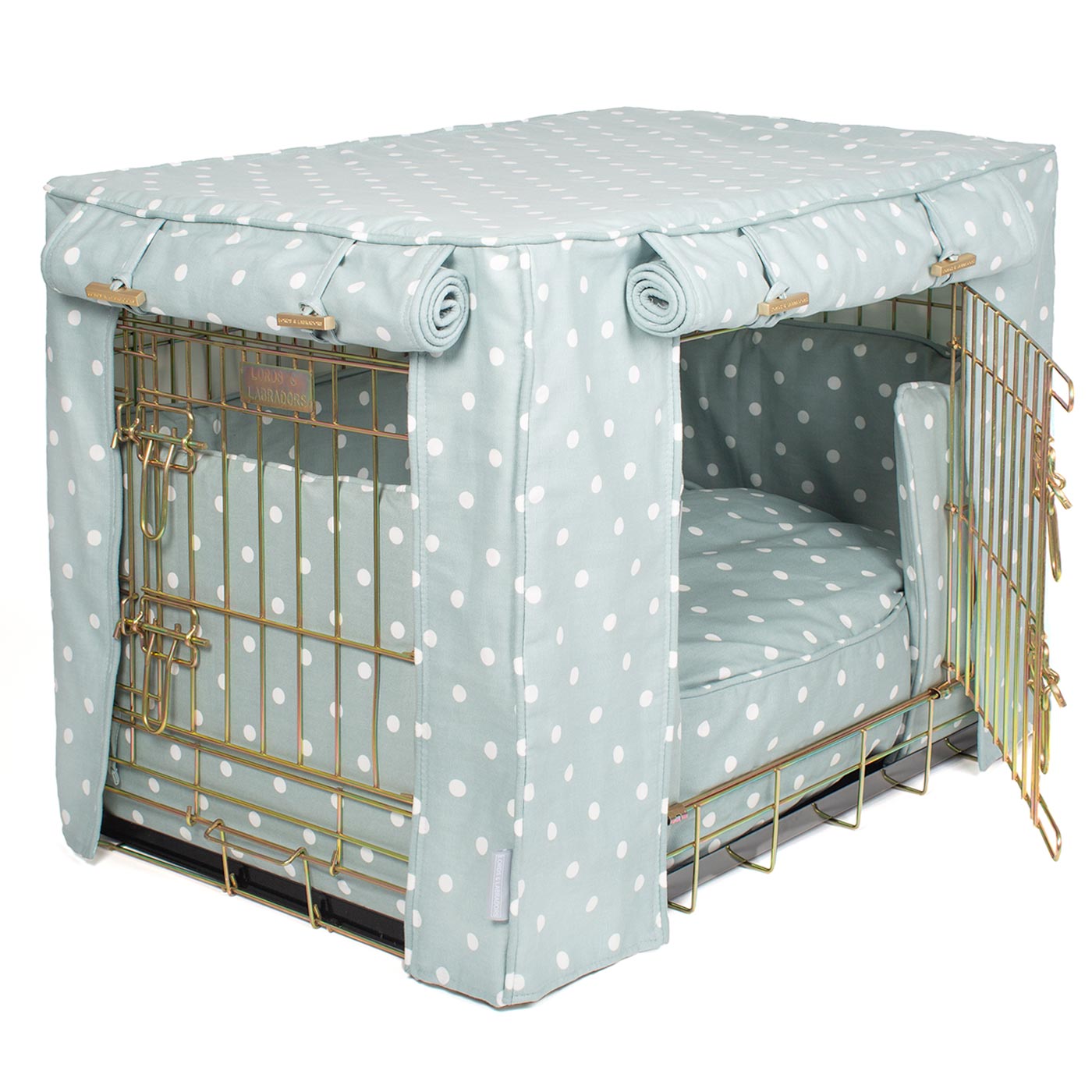 Dog Crate Set in Duck Egg Spot by Lords & Labradors