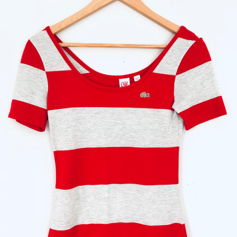 Lacoste L!VE Red/Grey Striped T Shirt Dress- Size – The Saved Collection