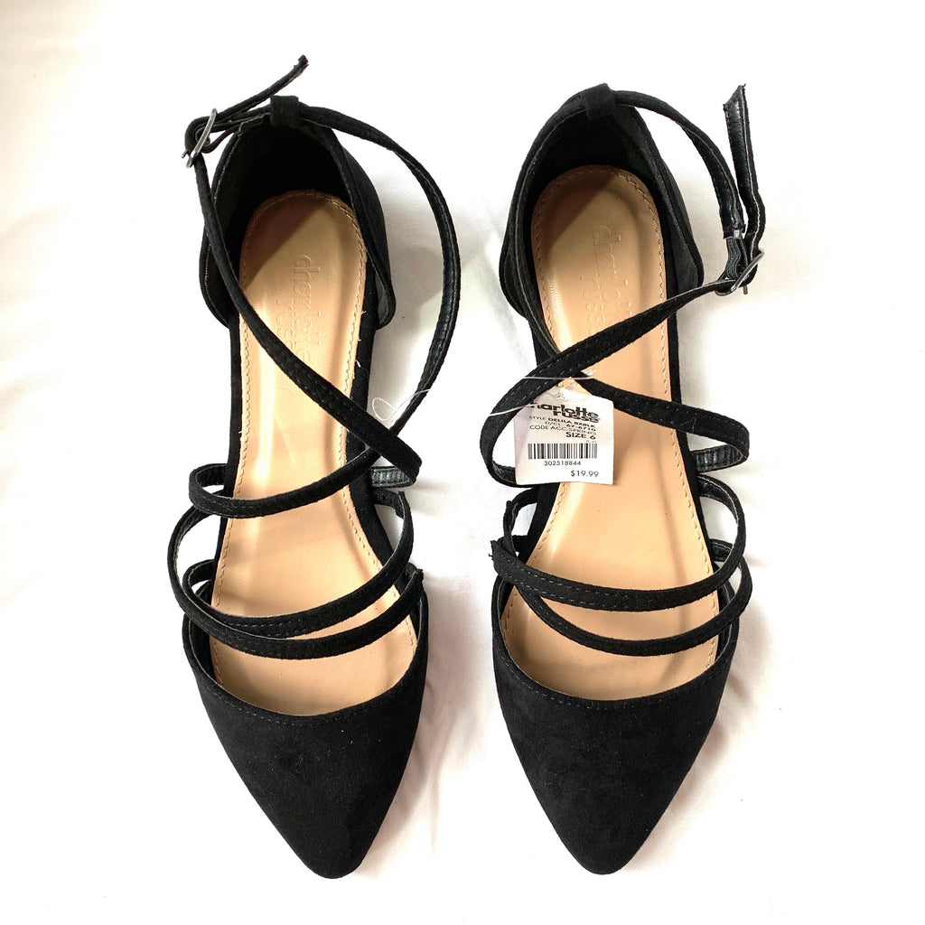 Charlotte Russe Black Strappy Flats NWT 