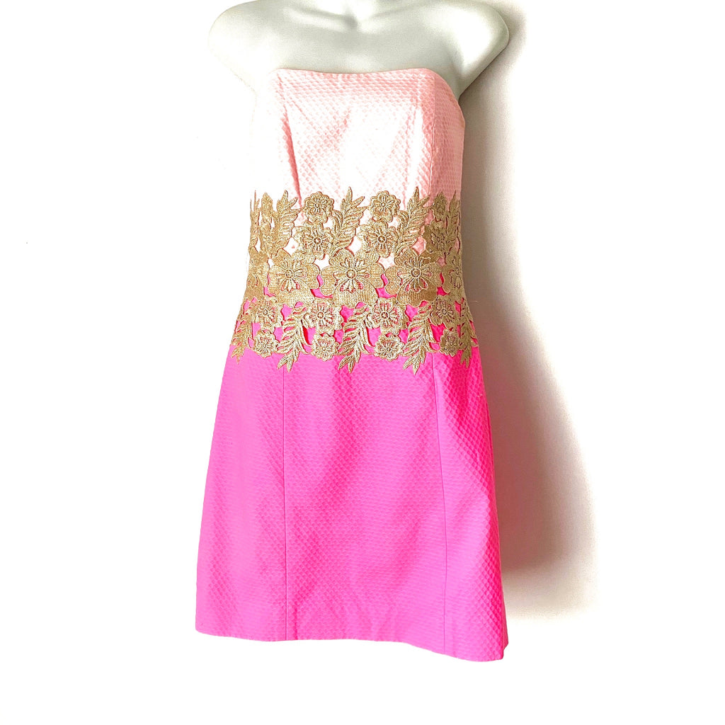 lilly pulitzer pink and gold dress
