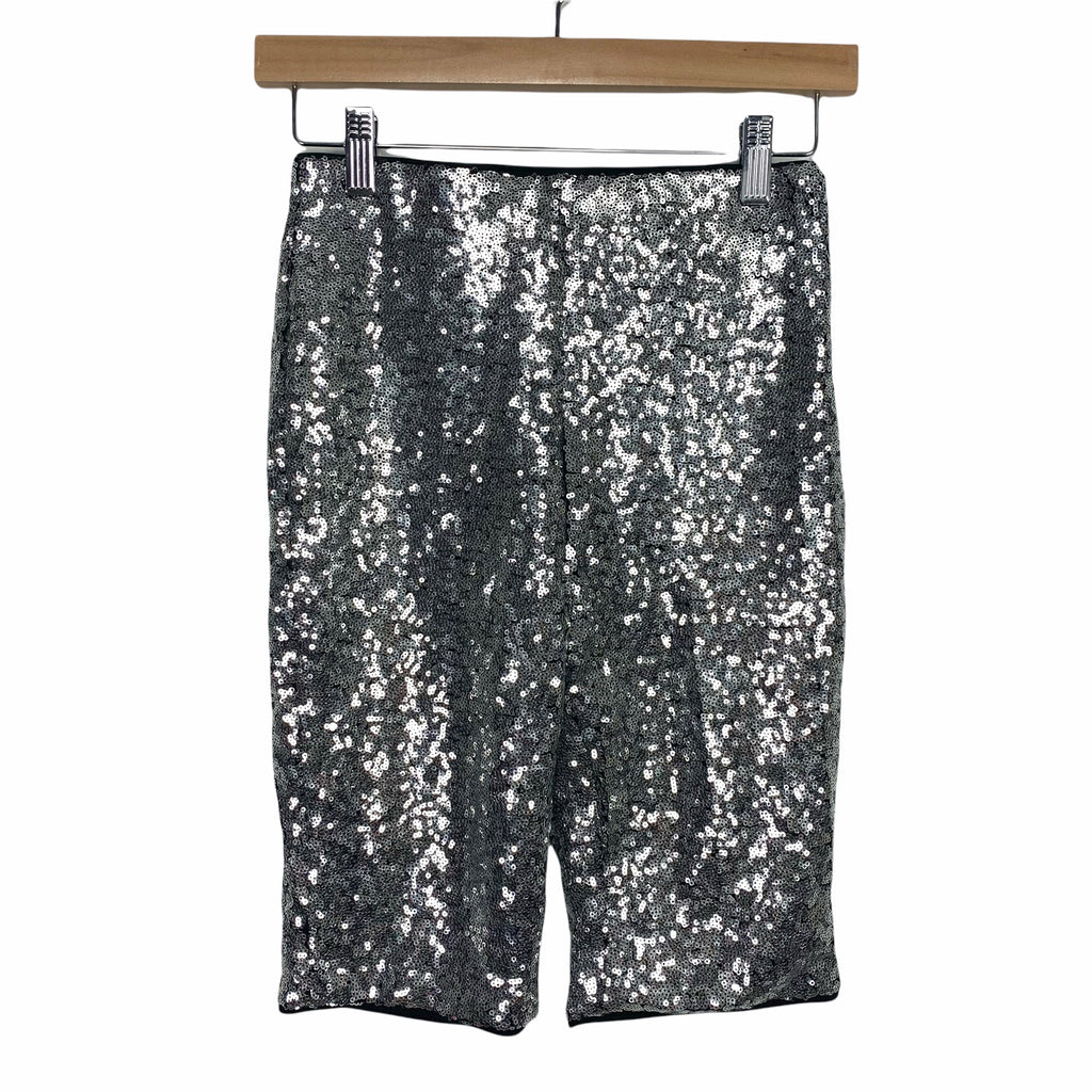 Grey Lab Silver Sequin Biker Shorts NWT- Size (sold out – The Saved Collection