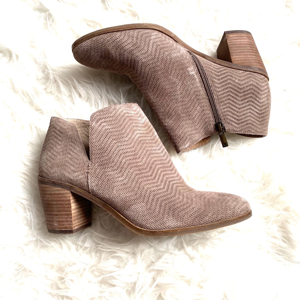 Lucky Taupe Suede Side Cut Out Booties 
