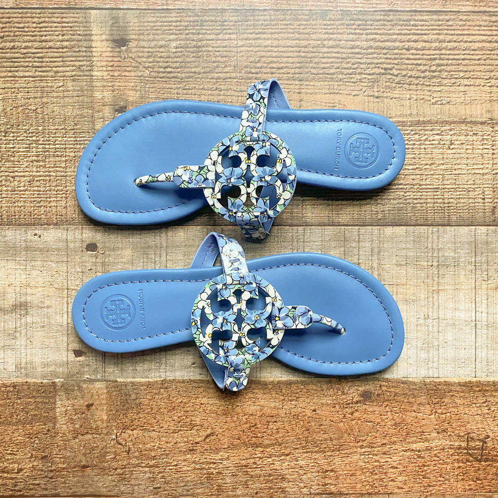 Tory Burch Blue Floral Print Sandals- Size  – The Saved Collection