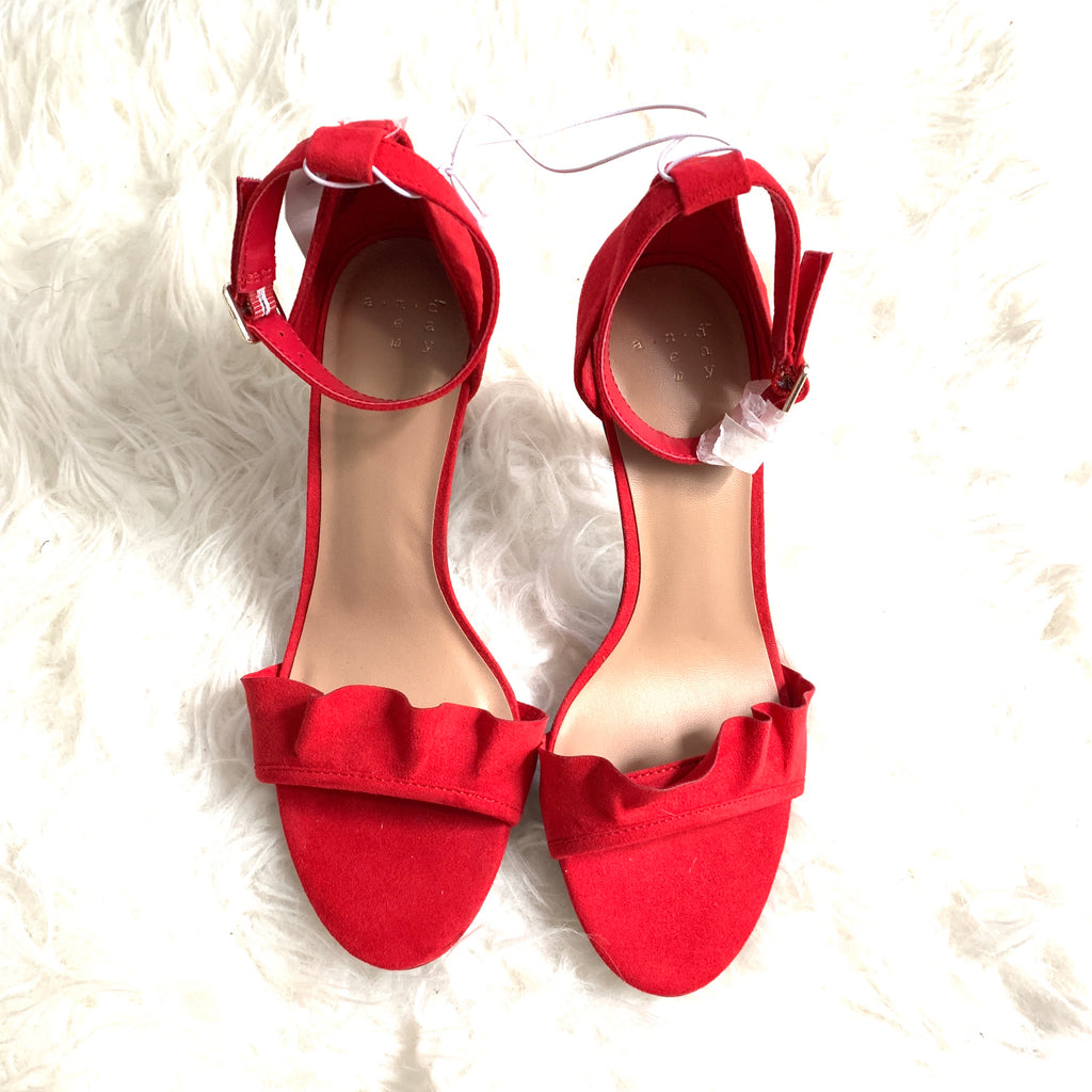 A New Day Red Ruffle Heels NWT- Size 6 