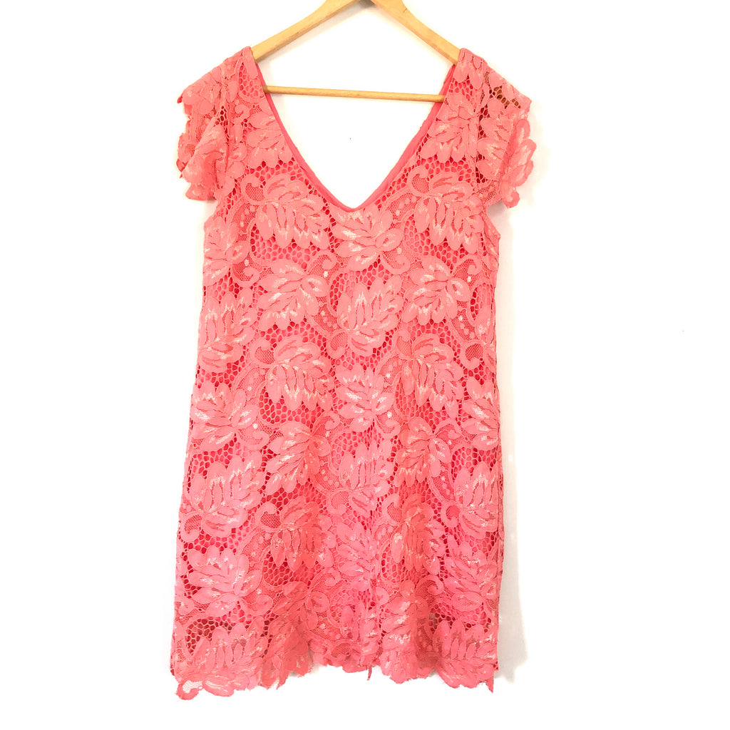 lace overlay shift dress