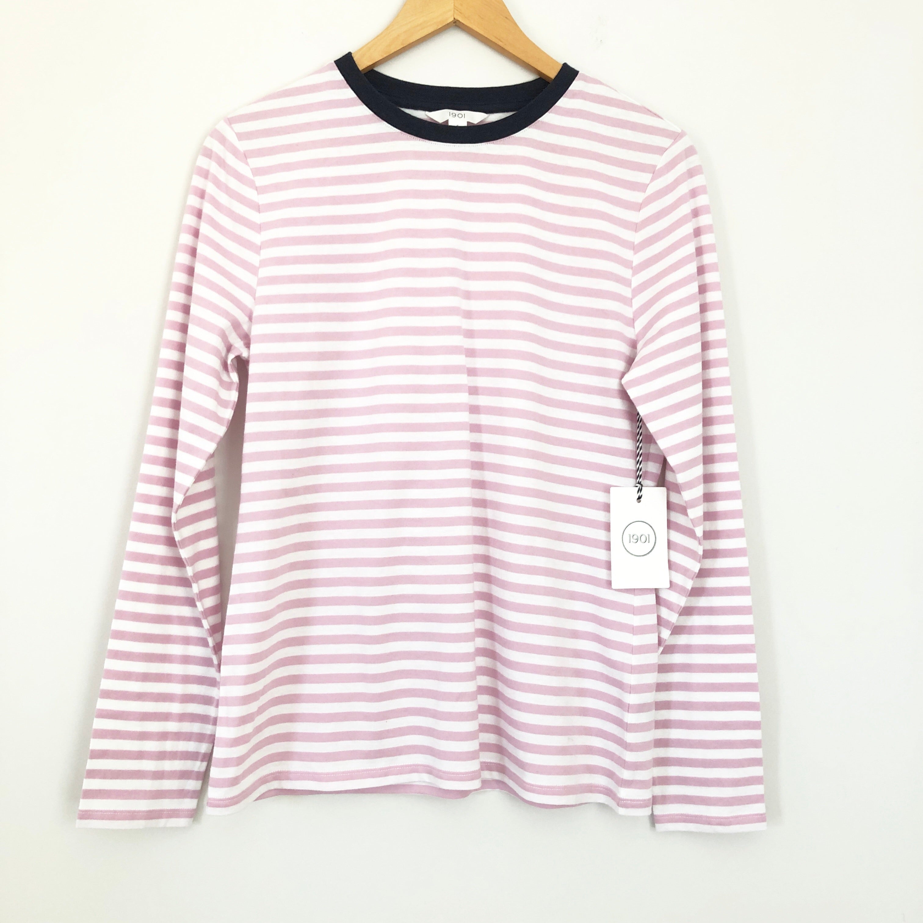 1901 Pink Stripe and Navy Collar Long Sleeve NWT- Size S