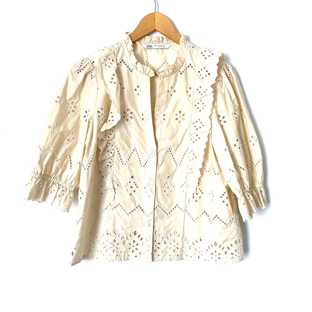 cream blouse zara