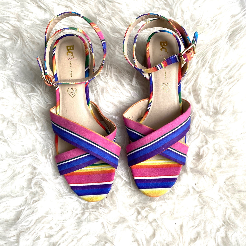 colorful ankle strap heels