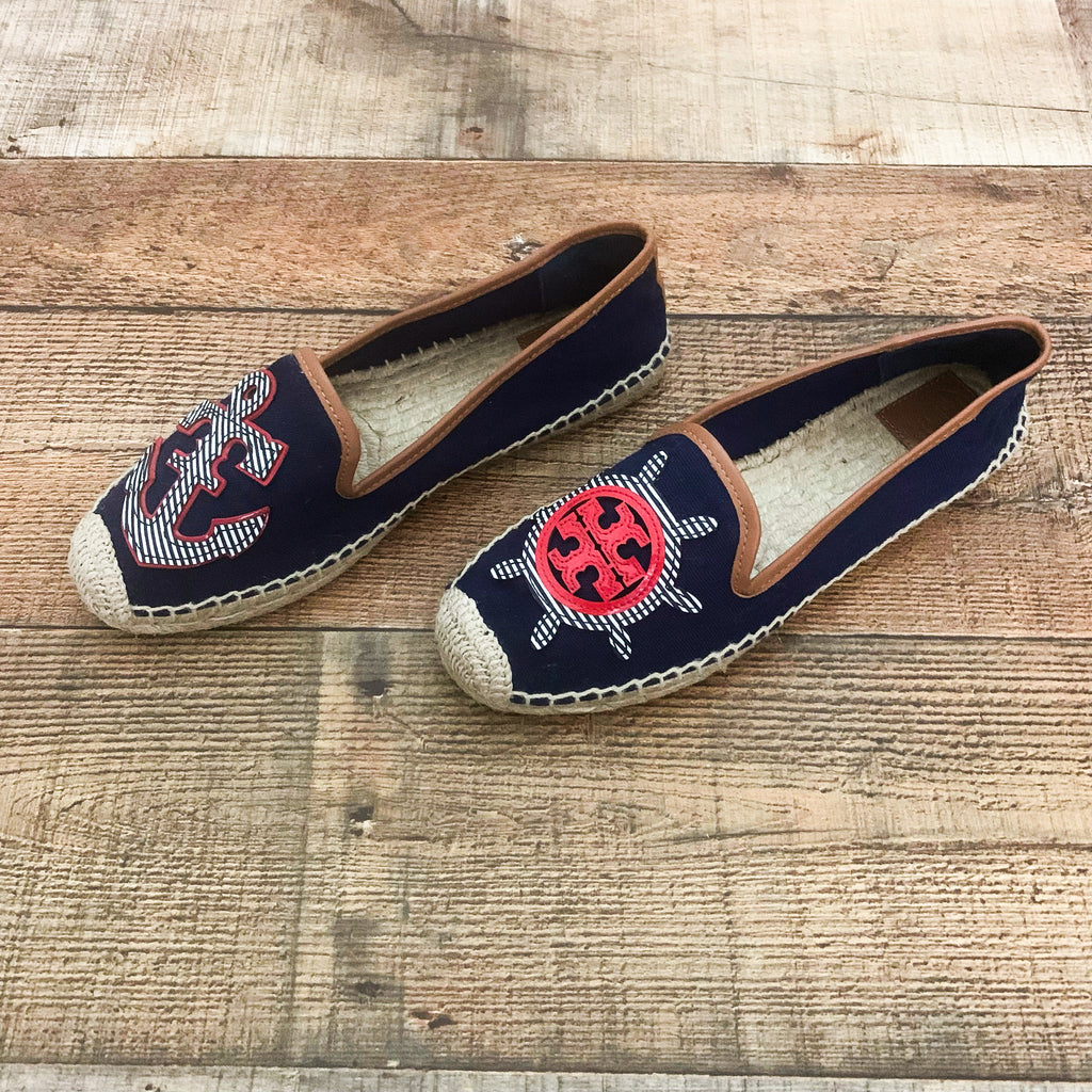 Tory Burch Navy Blue Maritime Mismatched Espadrille Flats- Size 10 (Li –  The Saved Collection