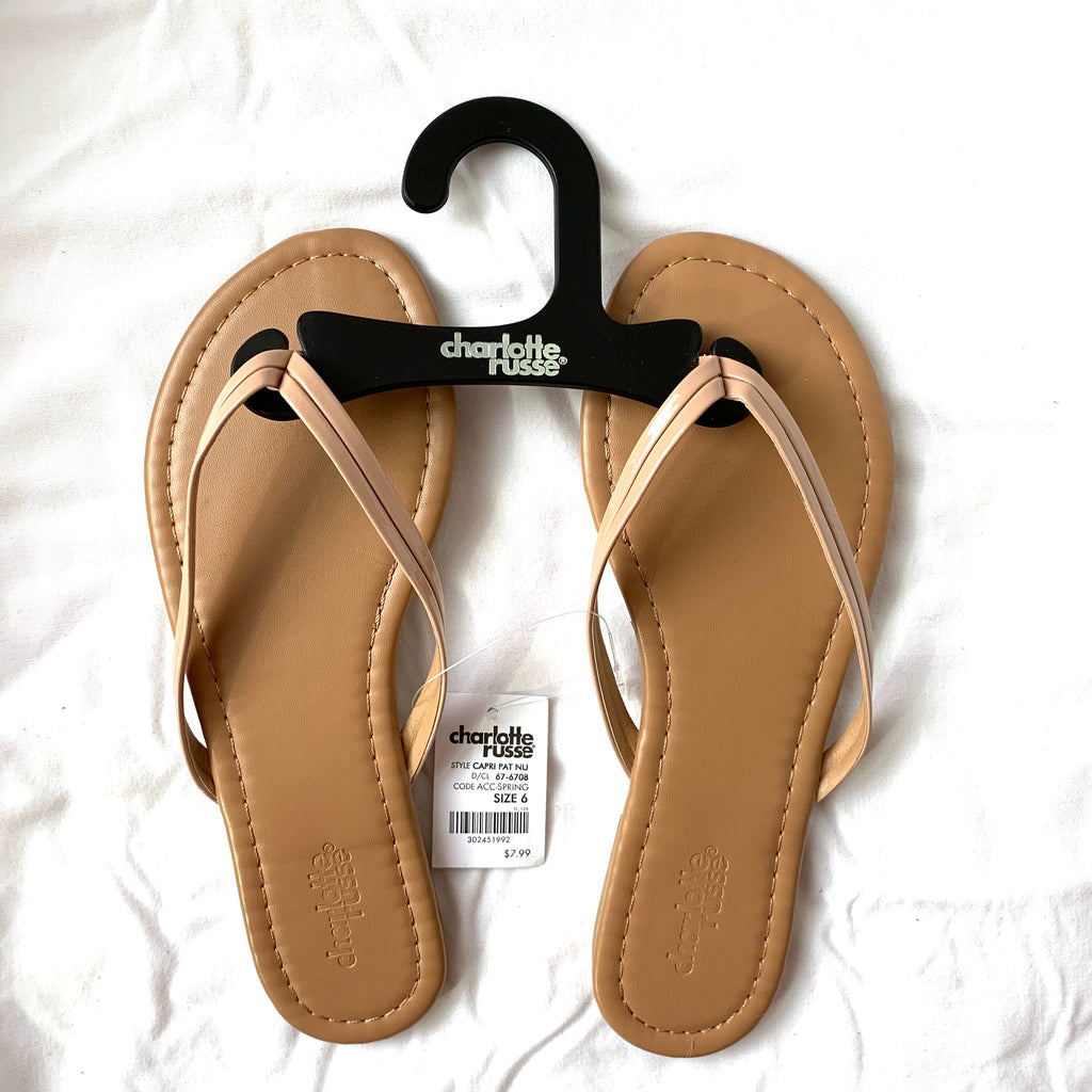 Charlotte Russe Tan Flip Flops NWT 