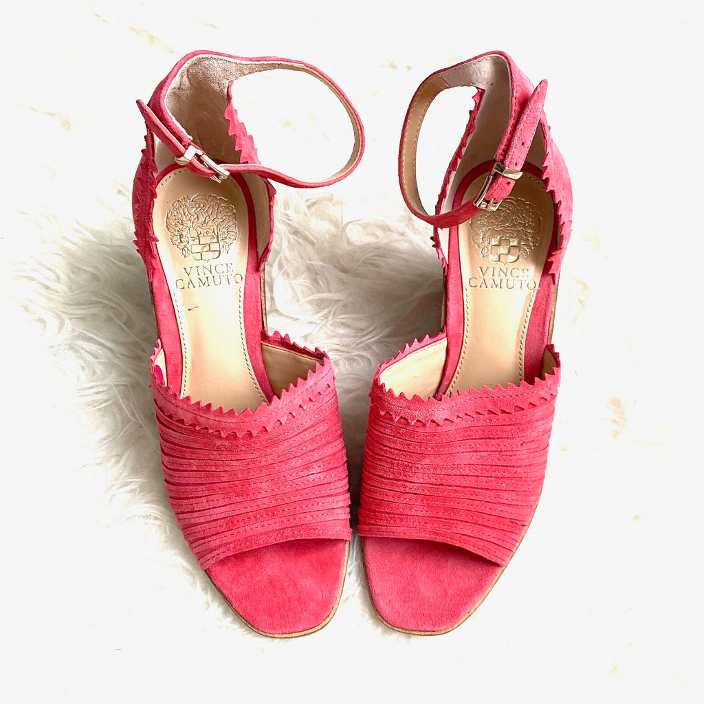 vince camuto pink suede heels