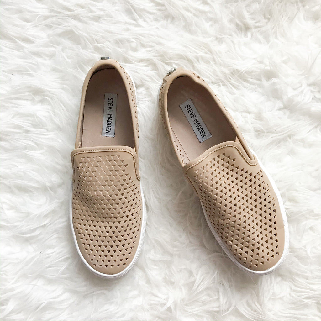 steve madden tan slip ons