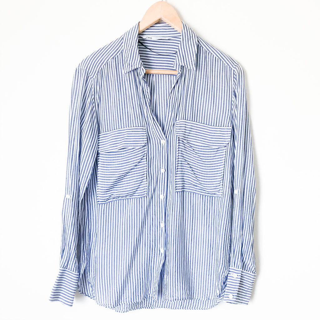 zara striped button down