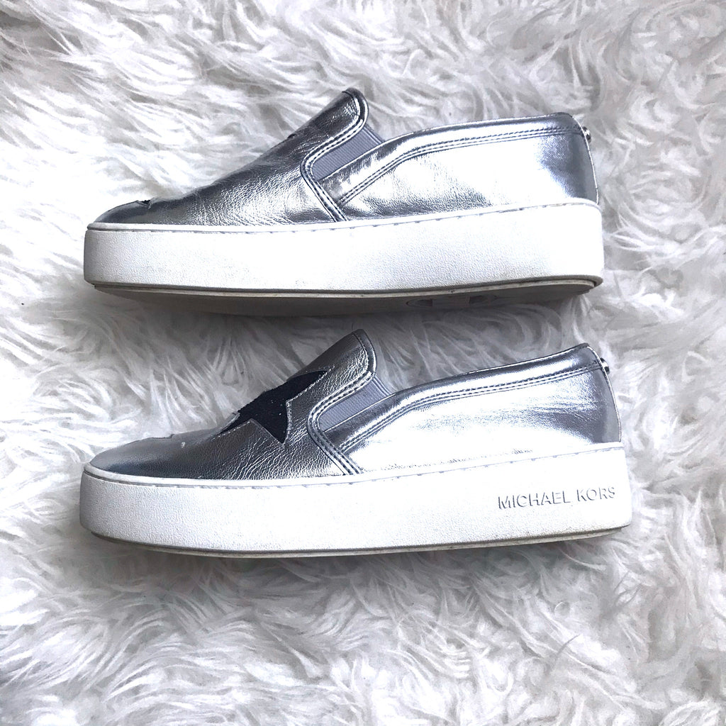 Michael Kors Silver Stars Platform Slip On Shoes- Size  – The Saved  Collection