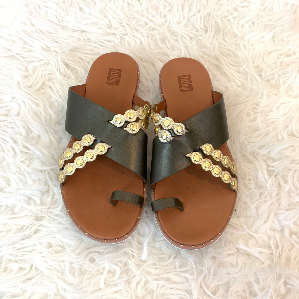 fitflop scallop leather slides