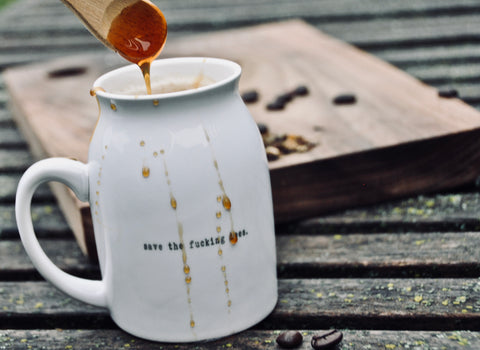 Coffee chai tea latte with milk and honey