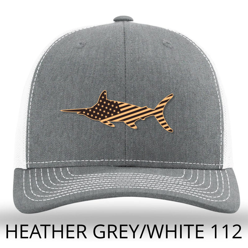 American Marlin - Leather patch hat - Heather Grey-Black Lost Wando Ou –  Lost Wando Outfitters