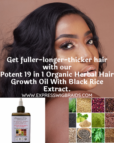 Organic herbal hair growth oil with rosemary leaves, fenugreek seeds and black rice extract