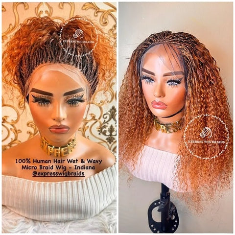 human hair wet and wavy micro braids wig