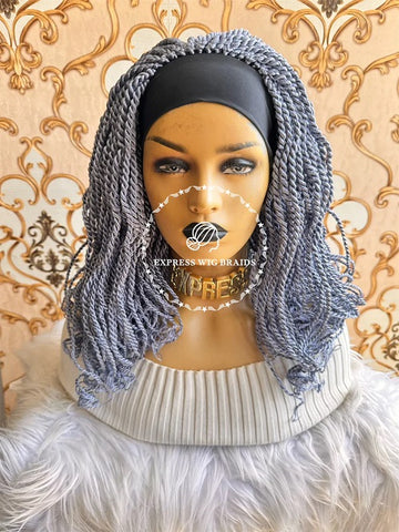 gray headband twist wig