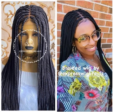 medium box braided wig hair style