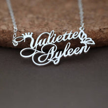 Load image into Gallery viewer, Personalized Princess Crown Double Name Necklace