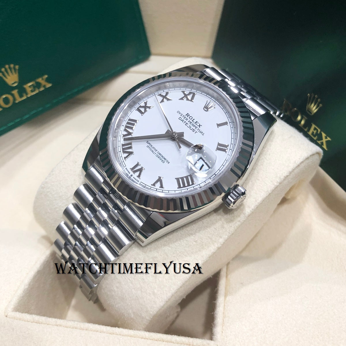 datejust 41 white dial roman numerals