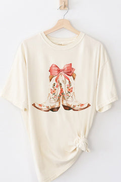 Coquette Bow+Floral Boot Tee | Ivory