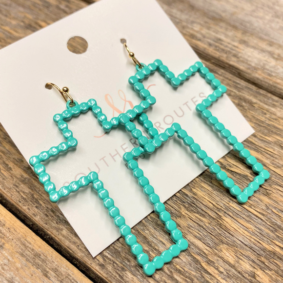 Metal Cross Earrings | Turquoise