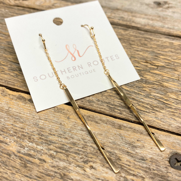 Twisted Bar Drop Earrings | Gold