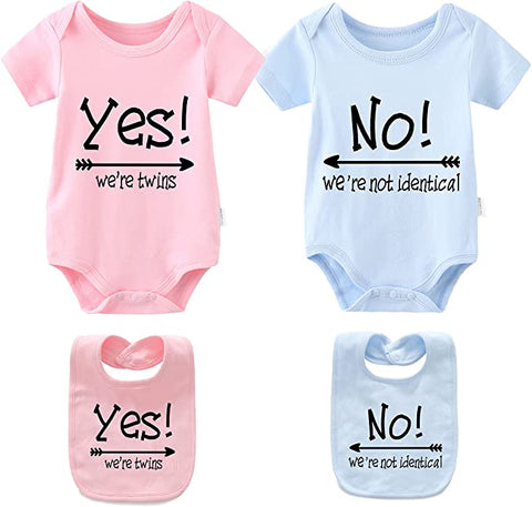 Boy and Girl Twin Onesie Set Baby Shower Gift