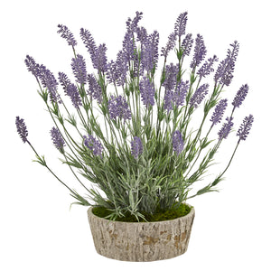 20" Lavender Artificial Plant in Weathered Oak Planter