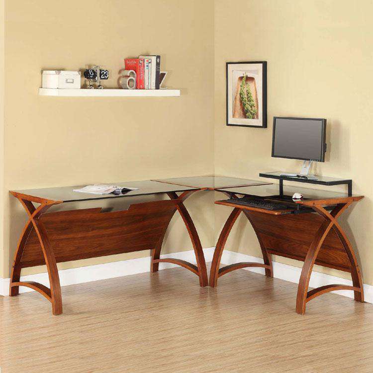 Jual Helsinki Walnut Curved Corner Desk Package 5 Formyoffice