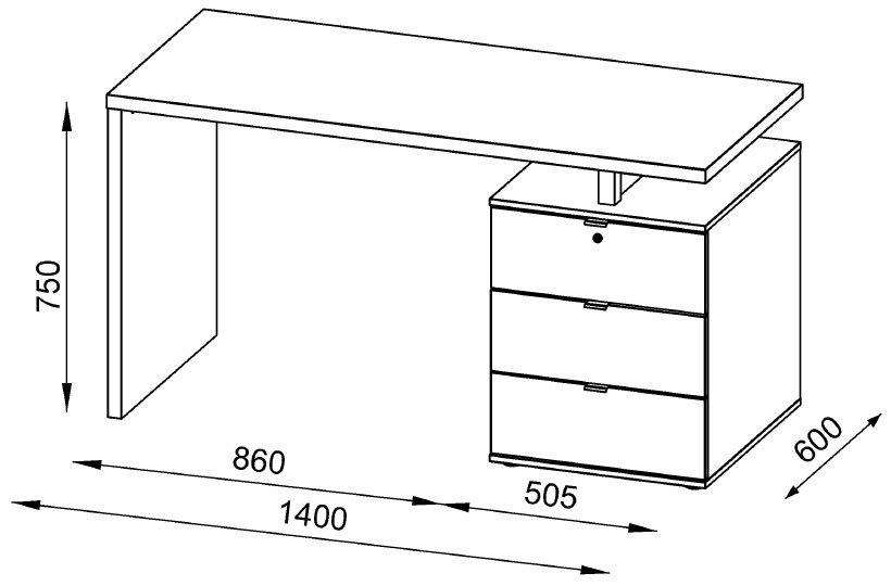 Maja Victoria Office Desk In Concrete And High Gloss White 4056