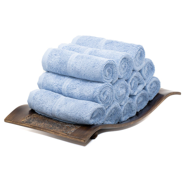 Sustainable Bamboo Washcloths, Set of 8 - Allure Blue - Made in