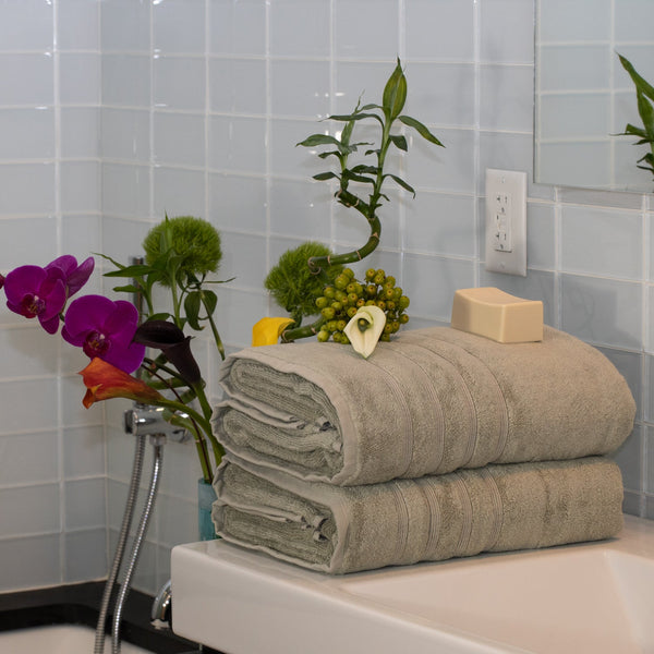 Sustainable Bamboo Bath Towels, Set of 4 - Seagrass Green - Made