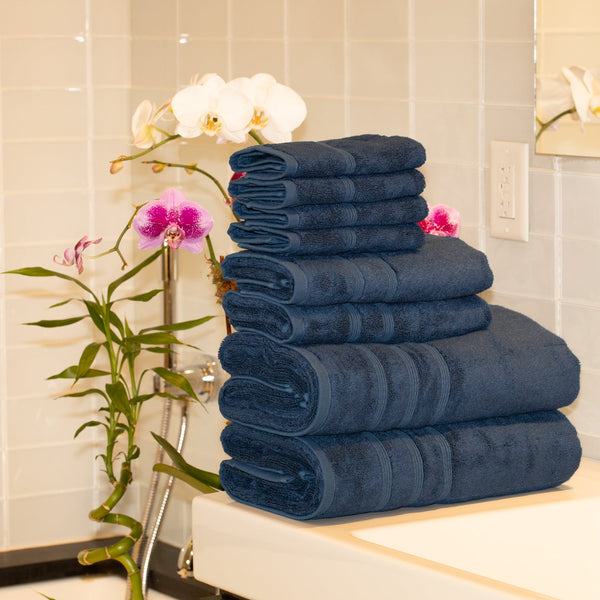 MOSOBAM Soft Bamboo-Turkish Cotton Beach Towel 35X70, Set of 2, Blue 