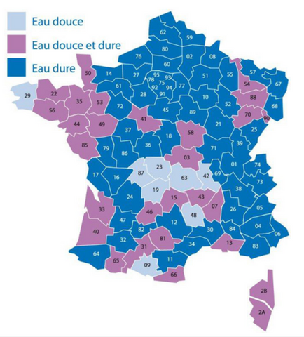  La dureté du calcaire qui se trouve dans l'eau se mesure en « degré français ». Un degré = 4 mg/l de calcium. 