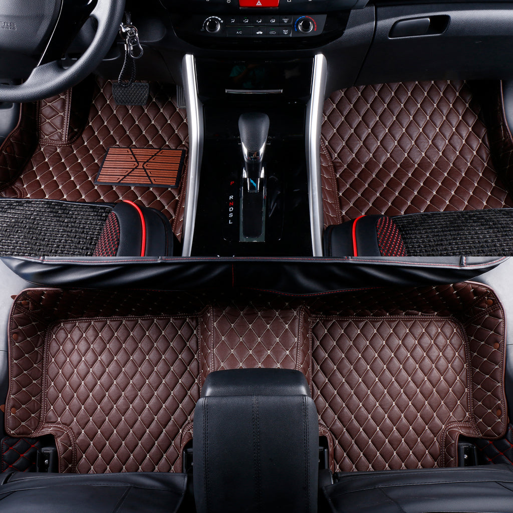 2015 2019 Cadillac Escalade Chevrolet Suburban Chevy Tahoe Gmc Yukon Leather Custom Fit Floor Mats Coffee W Beige Stitches