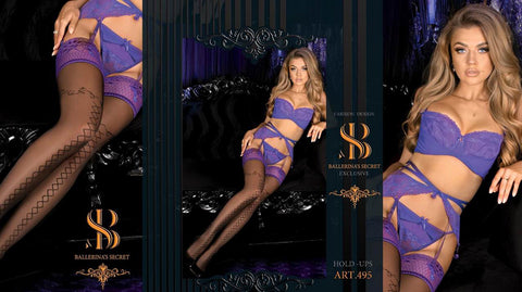 Ballerina 495 Hold Ups Stockings Purple