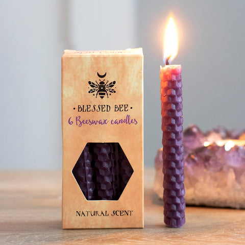 Beeswax Spell Candles Pack of 6 Purple