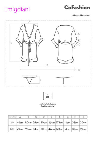 CoFashion Emigdiani Dressing Gown Size Chart