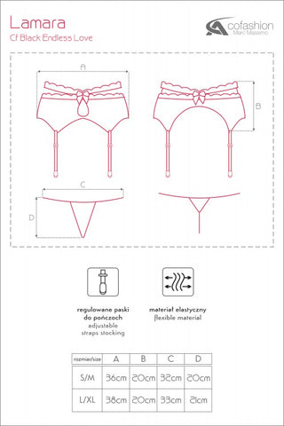 CoFashion Lamara Garter Belt Set Size Chart