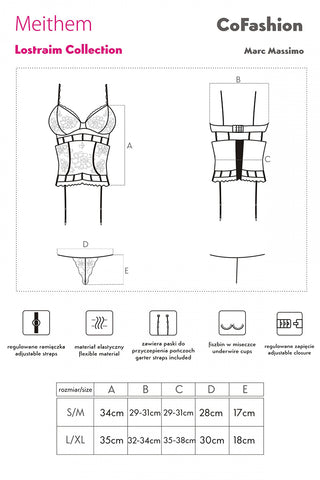 CoFashion Meithem Lingerie Set Size Chart