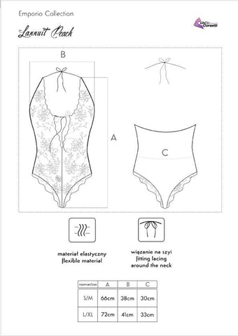 Corsetti Lannuit Peach Body Size Chart