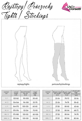 Corsetti Tarini White Stockings Size Chart